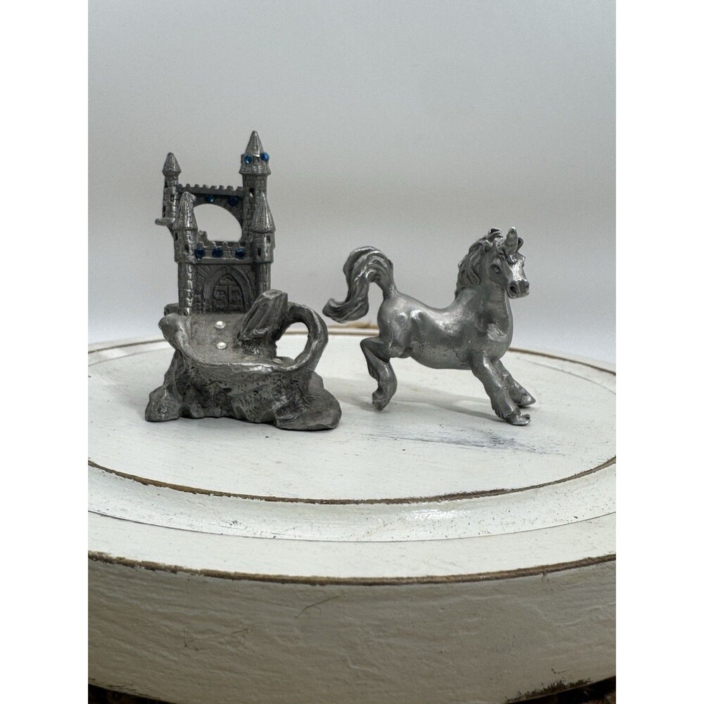 Vintage Rawcliffe Pewter Krakora Castle And Unicorn Lot Read